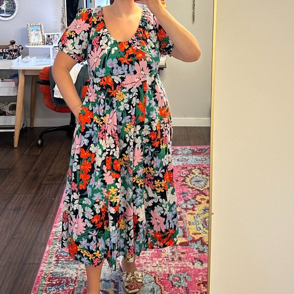 Old Navy Floral Puff Sleeve Midi Dress - Picture 3 of 5